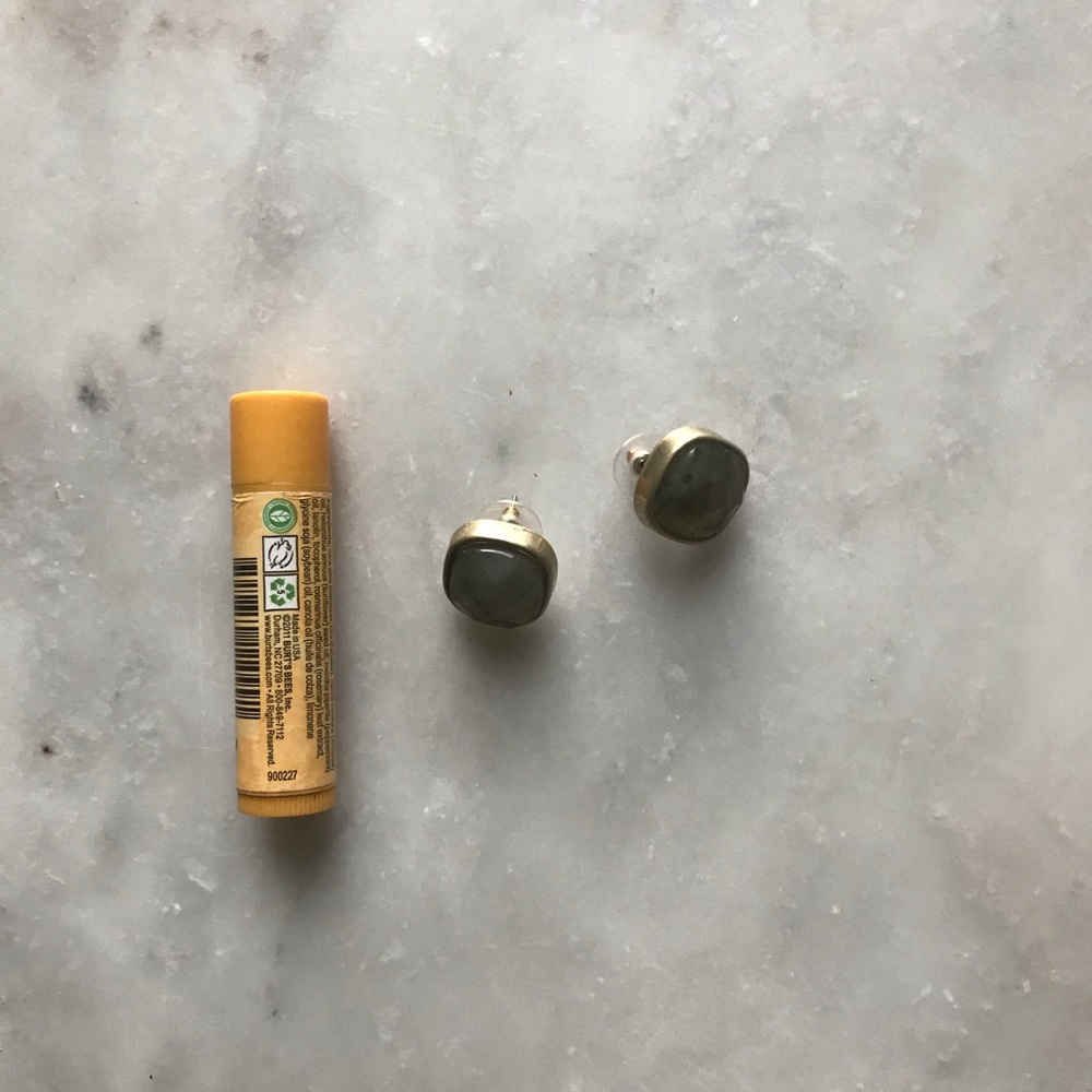 Vintage Gold Square Green Statement Earrings - image 4